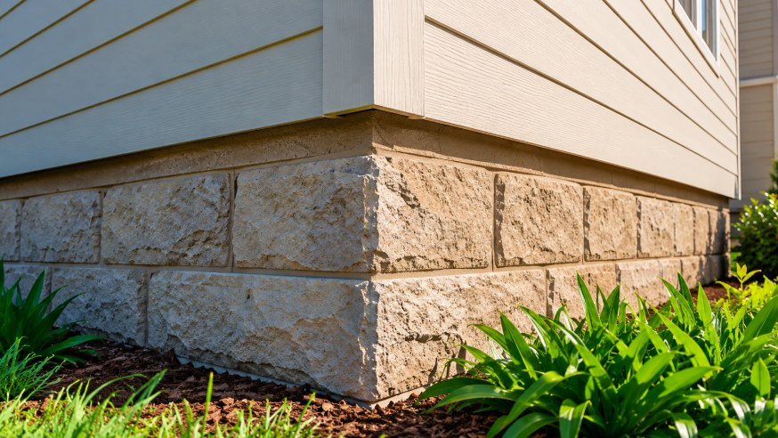 Stabilized concrete block foundation of a house